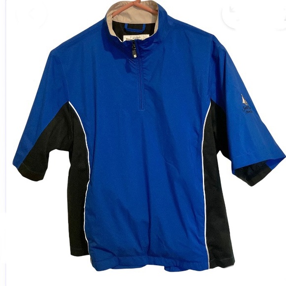 FootJoy Short Sleeve Half Zip Pullover Navy Blue- Medium - Picture 3 of 13